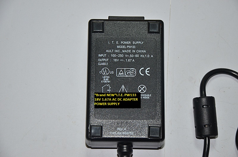 *Brand NEW*I.T.E. PW133 18V 1.67A AC DC ADAPTER POWER SUPPLY